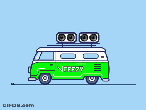 Green And White Van With Yeezy GIF