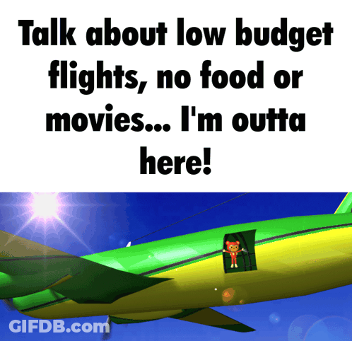 Green And Yellow Airplane Talk About Low Budget Flights GIF
