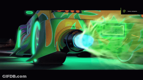 Green And Yellow Car With ABC License Plate GIF