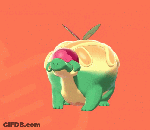 Green And Yellow Cartoon Character With Leaf GIF