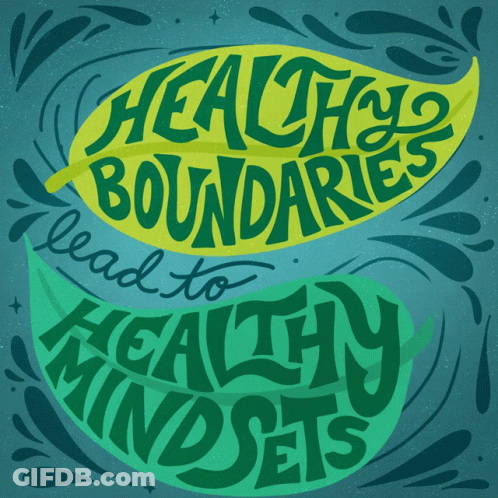 Green And Yellow Leaf Saying Healthy Boundaries Lead To Healthy Mindsets GIF