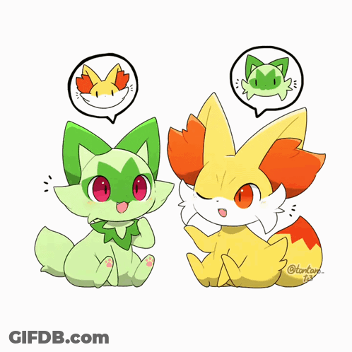 Green And Yellow Pokemon With Speech Bubbles And @Tontan GIF