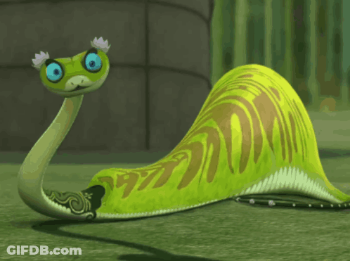 Green And Yellow Snake With Blue Eyes GIF