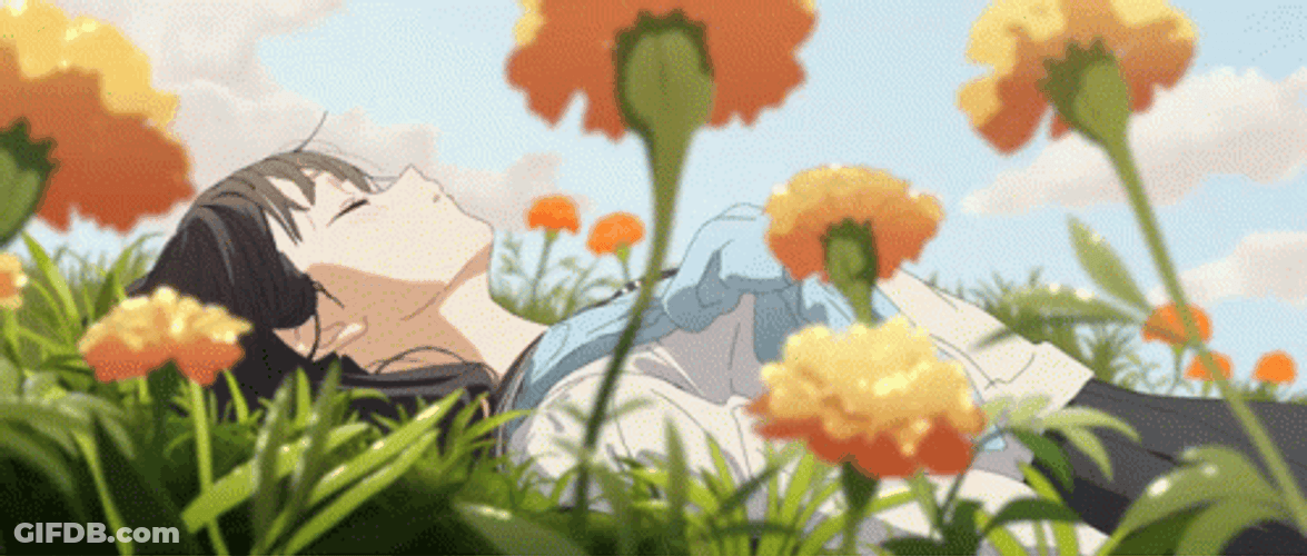 Green Anime Flowers GIF