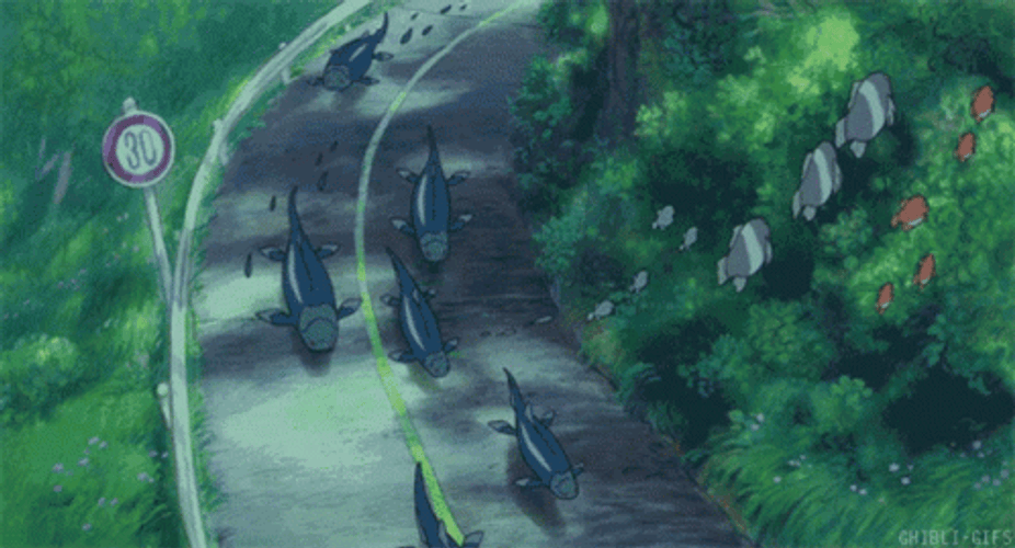 Green Anime Panyo In The Cliff By The Sea GIF