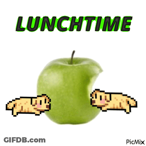 Green Apple Saying Lunchtime GIF