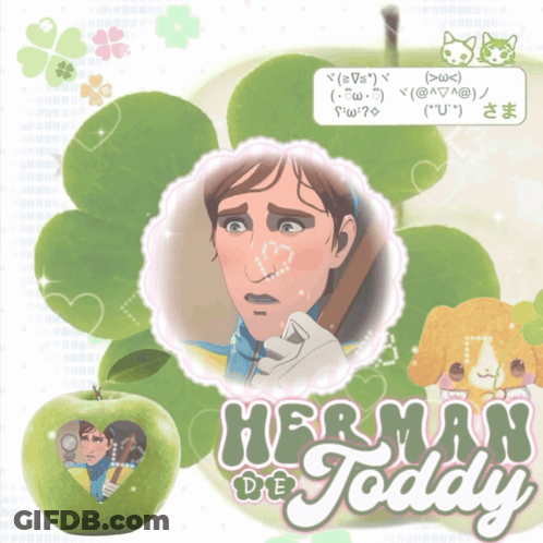 Green Apple With Man Picture And Herman De Joddy GIF