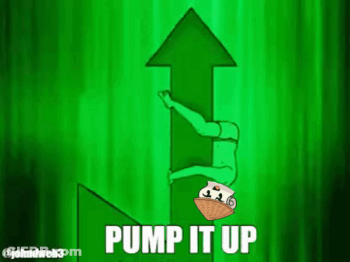 Green Arrow Pointing Up Saying Pump It Up GIF
