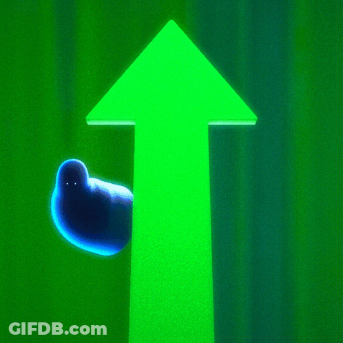 Green Arrow Pointing Up With Blue Circle GIF