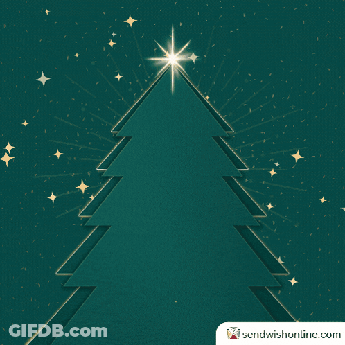 Green Background Christmas Tree Happy Holidays GIF