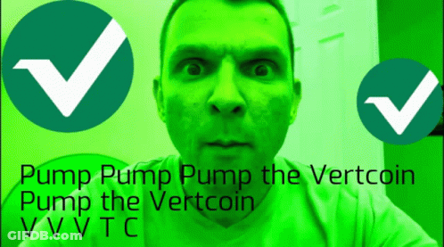 Green Background Man Face Pump Pump Pump The Vertcoin VVTC GIF