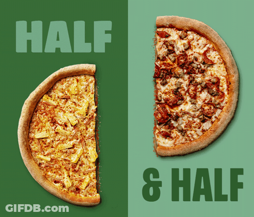 Green Background Saying Half And Half GIF