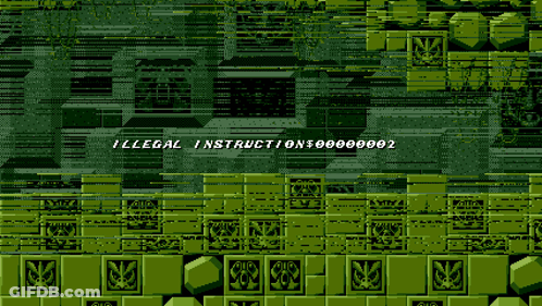 Green Background Saying Illegal Instructions GIF