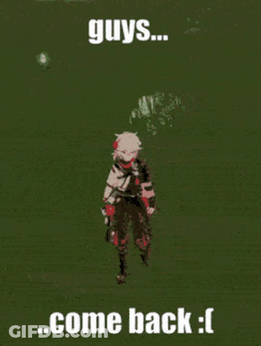 Green Background With Cartoon Character And Text Guys Come Back GIF