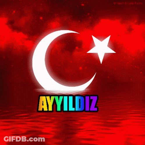 Green Background With Crescent Moon Star Ayyildiz GIF