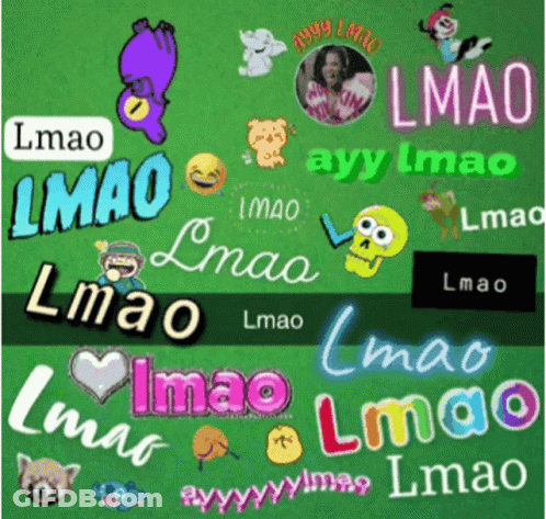 Green Background With LMAO Words GIF