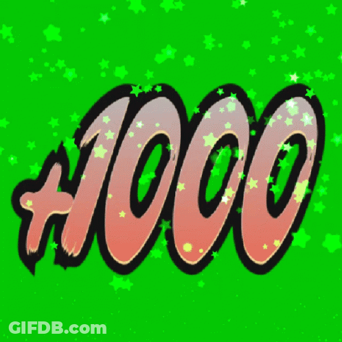 Green Background With Number 1000 Surrounded By Stars GIF