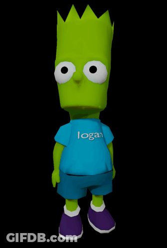 Green Bart Simpson In Blue Shirt Saying Logan GIF