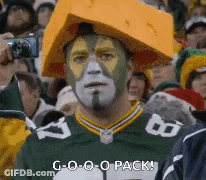 Green Bay Packers Fan With Cheese Hat GIF