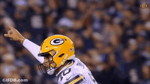 Green Bay Packers Football Player In Helmet And 14 Jersey GIF