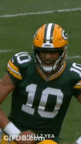Green Bay Packers Football Player In Helmet And Number 10 Jersey GIF