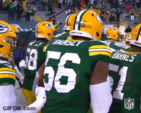 Green Bay Packers Huddled On Field GIF