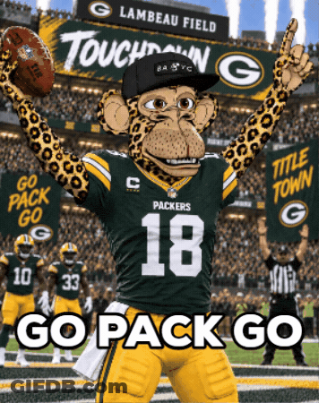 Green Bay Packers Mascot Holding Football GIF