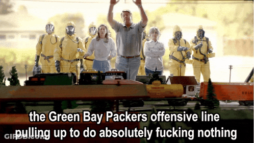 Green Bay Packers Offensive Line Pulling Up To Do Nothing GIF