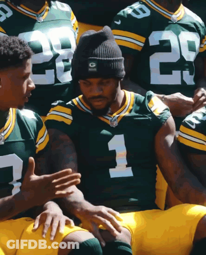Green Bay Packers Player In Black Beanie With Letter G GIF
