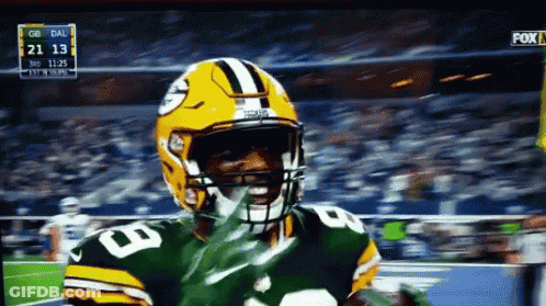 Green Bay Packers Player In Yellow Helmet GIF
