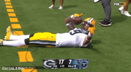 Green Bay Packers Player Laying On Field Score 17 7 GIF