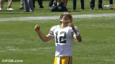 Green Bay Packers Player Number 12 Yellow Helmet GIF