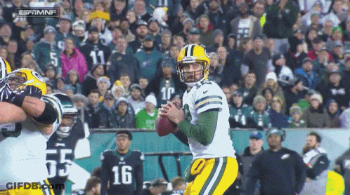 Green Bay Packers Player Throwing Football In Front Of Crowd GIF