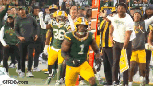 Green Bay Packers Players Running On Field GIF