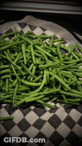 Green Beans On Checkered Towel GIF