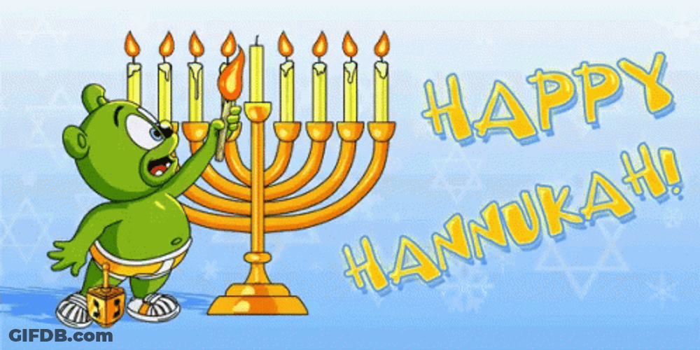 Green Bear Lightning A Candle Happy Hanukkah GIF