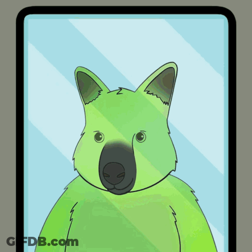 Green Bear With Black Nose And Ears GIF