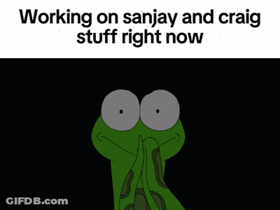Green Big-Eyed Frog Working On Sanjay Craig Stuff GIF