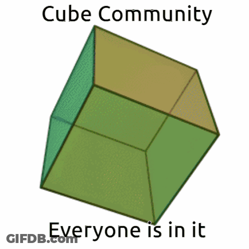 Green Brown Cube Saying Cube Community Everyone Is In It GIF
