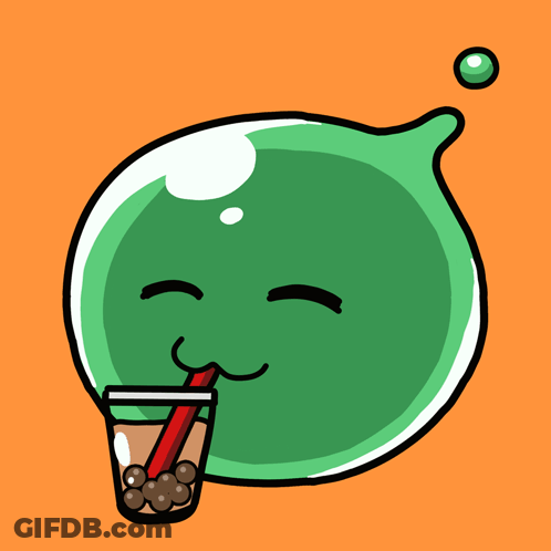 Green Bubble Drinking From Cup GIF