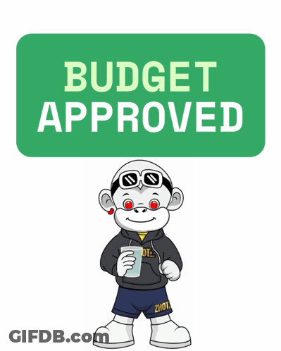 Green Budget Approved Sign With Cartoon Character GIF
