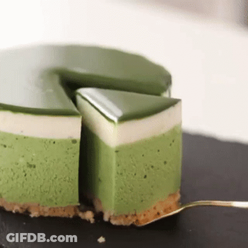 Green Cake Slice With Fork GIF