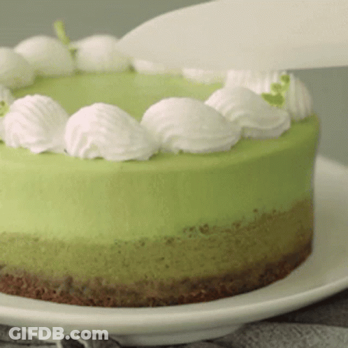 Green Cake With Whipped Cream GIF