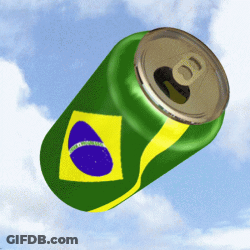 Green Can With Yellow And Blue Flag Flying GIF