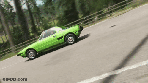 Green Car Driving In Video Game GIF