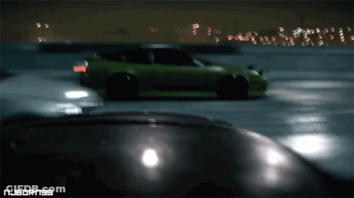 Green Car Driving On Snowy Road NJBORN95 GIF