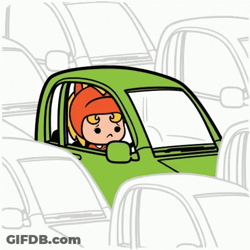 Green Car In Traffic GIF