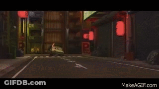 Green Car With Flame In Trunk Driving GIF