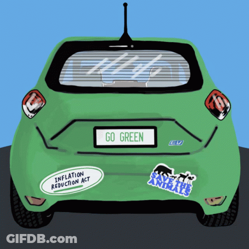 Green Car With Go Green Stickers GIF