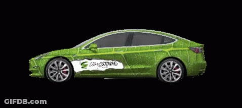 Green Car With Gran Storia GIF
